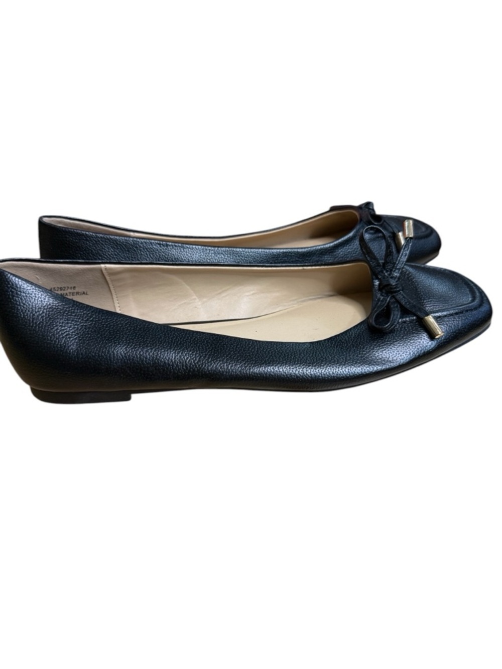 Women's Black Faux Leather Bow Accent Ballet Flats Size 7.5 - Picture 5 of 12